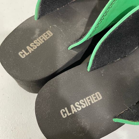 Vintage 90s Y2k Classified Green Black Foam Chunky Platform Slide Sandals 8 - Picture 5 of 8